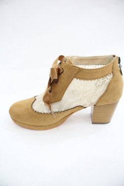 画像4: axes femme / チュールレース切替ブーティー L ブラウン I-25-12-24-062-AX-SH-SA-ZI