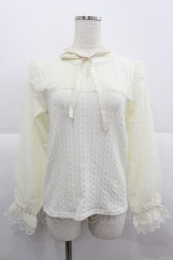 画像1: axes femme / リボン付き切替プルオーバー  アイボリー I-25-12-24-069-AX-TO-SA-ZI