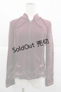 Ozz oneste / チャイナデザインハイネックZIPトップス  ボルドー I-25-12-24-079-OO-TO-SA-ZI