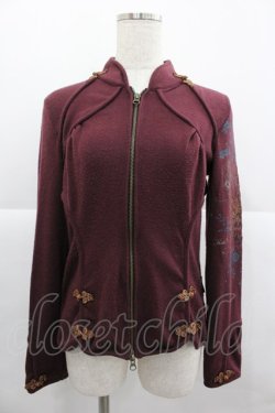 画像1: Ozz oneste / チャイナデザインハイネックZIPトップス  ボルドー I-25-12-24-079-OO-TO-SA-ZI