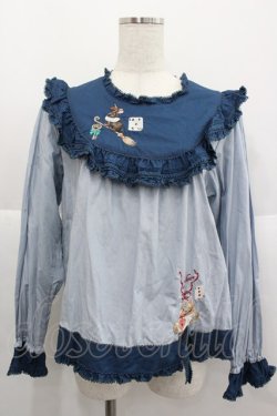画像1: PINK HOUSE / ハロウィーンワンダーランド刺繍使いブラウス  ブルー I-25-12-24-082-LO-BL-TE-ZI