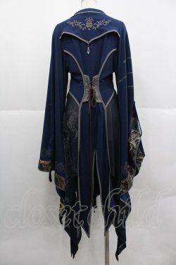 画像2: Ozz oneste / チャイナお花扇プリント着物袖ロングカーディガン  ネイビーＸグレー I-25-12-24-085-OO-TO-SA-ZI