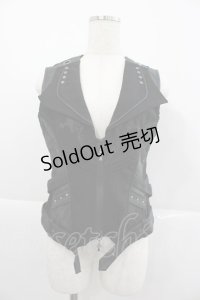 Ozz Croce / クロスダブルZIPベスト  黒 I-25-12-24-090-OO-TO-SA-ZI