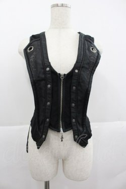 画像1: Ozz Croce / クロスダブルZIPベスト  黒 I-25-12-24-091-OO-TO-SA-ZI