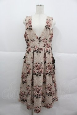 画像1: axes femme / クラシックローズ柄ジャンスカ  ベージュ I-25-12-24-099-AX-OP-TE-ZI