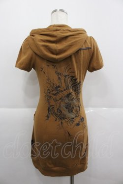 画像2: Ozz Croce / 百合紋章ZIPモチーフ半袖パーカーワンピース  ブラウン I-25-12-24-101-OO-OP-SA-ZI