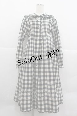 画像1: PINK HOUSE / ギンガムチェックフードワンピース  黒Ｘ白 I-25-12-24-108-LO-OP-SA-ZI
