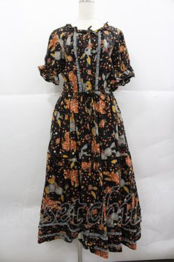 画像1: PINK HOUSE / ギンガムうさぎプリントワンピース  黒 I-25-12-24-110-LO-OP-SA-ZI