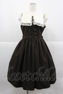 画像1: Innocent World / スクエアカラージャンパースカート M ブラウン I-25-12-24-115-IW-OP-SA-ZI