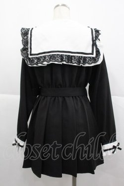 画像2: DearMyLove / ハートビジューリボンレース学園ワンピース M 黒Ｘ白 I-25-12-24-116-EL-OP-SA-ZI