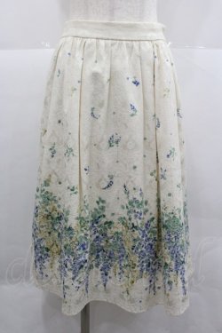 画像1: axes femme / フラワープリントスカート  アイボリーＸ青Ｘ緑 I-25-12-24-118-AX-SK-SA-ZI