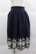 axes femme / 裾刺繍スカート M ネイビー I-25-12-24-123-AX-SK-TE-ZI