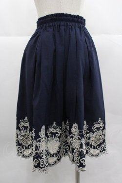 画像2: axes femme / 裾刺繍スカート M ネイビー I-25-12-24-123-AX-SK-TE-ZI