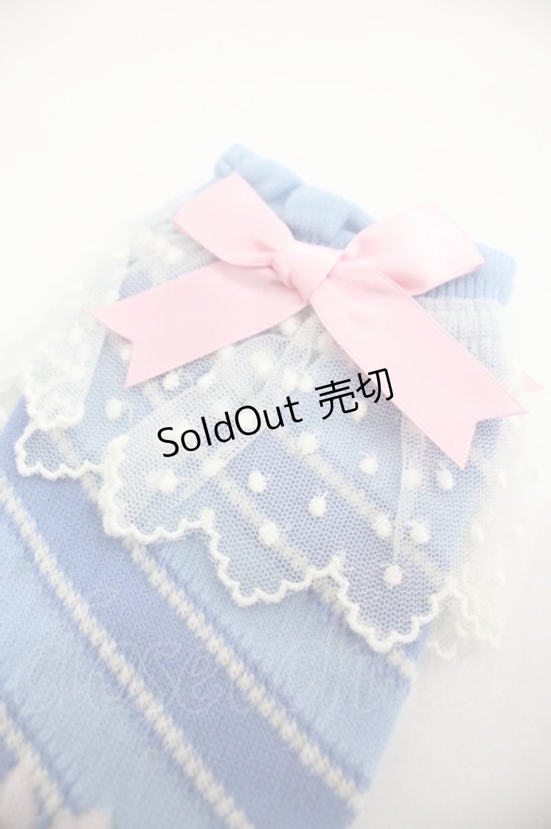 画像3: Angelic Pretty / Candy Ribbon ストライプクルー丈ソックス  青 I-25-12-24-032-AP-ZA-SA-ZI (3)