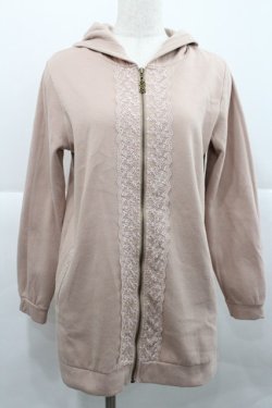 画像1: axes femme / /刺繍レースZIPパーカー M ベージュ I-25-12-27-038-AX-TO-TE-ZI