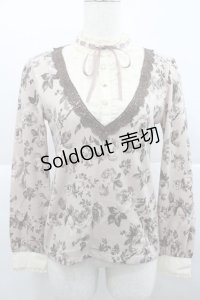 axes femme / 総花柄ブロッキングプルオーバー M アワピンク I-25-12-27-040-AX-TO-TE-ZI