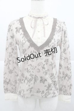 画像1: axes femme / 総花柄ブロッキングプルオーバー M アワピンク I-25-12-27-040-AX-TO-TE-ZI