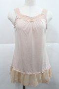 axes femme / 裾チュールレースタンク M ピンク I-25-12-27-043-AX-TO-TE-ZI