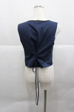 画像2: axes femme / チャイナ風JQ切替ベスト  ネイビー I-25-12-27-007-AX-TO-SA-ZI