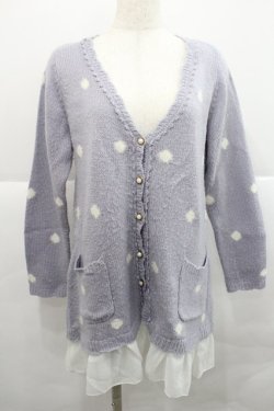 画像1: axes femme / ドットニットカーディガン  ラベンダーＸ白 I-25-12-27-051-AX-TO-SA-ZI