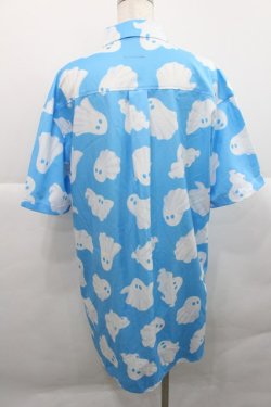 画像2: LISTEN FLAVOR / ゴースト総柄シャツ  ブルースカイ I-25-12-27-054-PU-BL-SA-ZI