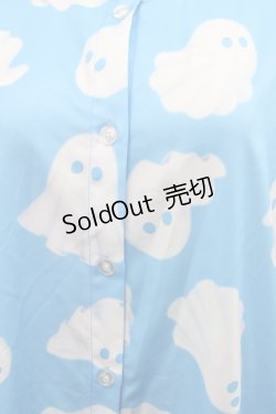 画像3: LISTEN FLAVOR / ゴースト総柄シャツ  ブルースカイ I-25-12-27-054-PU-BL-SA-ZI