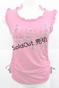 PEACE NOW / トランプガールプリントノースリーブカットソー  濃ピンクＸ黒 I-25-12-27-058-PU-TO-SA-ZI