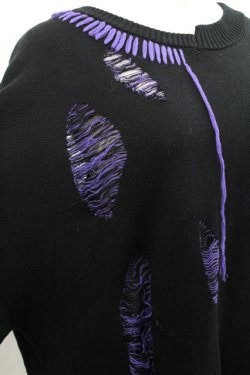 画像3: Amilige / ロゴ変形ダメージニット  黒Ｘ紫 I-25-12-27-059-PU-TO-SA-ZI