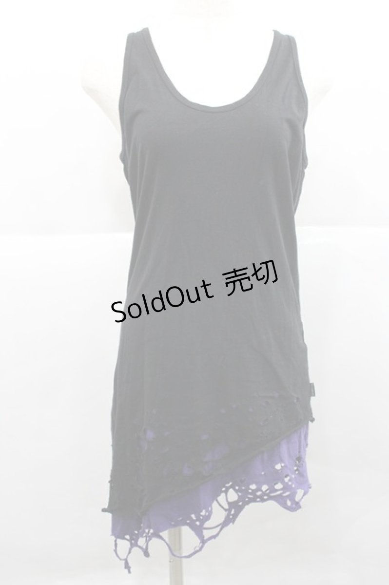 画像1: CIVARIZE / Poisonous クラッシュ加工フェイクレイヤードタンクトップ 44 黒Ｘ紫 I-25-12-27-060-GO-TO-SA-ZI (1)