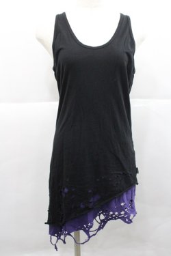 画像1: CIVARIZE / Poisonous クラッシュ加工フェイクレイヤードタンクトップ 44 黒Ｘ紫 I-25-12-27-060-GO-TO-SA-ZI