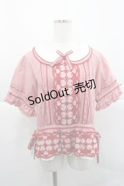 画像1: PINK HOUSE / チェリーレース使いギンガムチェックブラウス  赤 I-25-12-27-063-LO-BL-SA-ZI