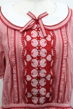 画像3: PINK HOUSE / チェリーレース使いギンガムチェックブラウス  赤 I-25-12-27-063-LO-BL-SA-ZI