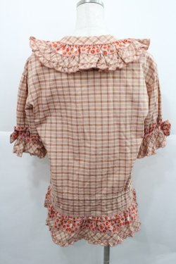 画像2: PINK HOUSE / いちごチェック切替半袖ブラウス  ピンク I-25-12-27-064-LO-BL-SA-ZI
