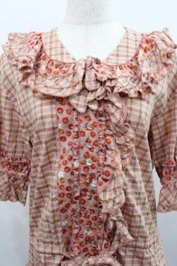 画像3: PINK HOUSE / いちごチェック切替半袖ブラウス  ピンク I-25-12-27-064-LO-BL-SA-ZI