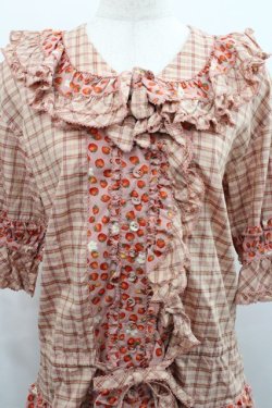 画像4: PINK HOUSE / いちごチェック切替半袖ブラウス  ピンク I-25-12-27-064-LO-BL-SA-ZI