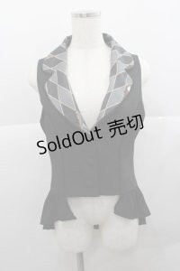 axes femme kawaii / ダイヤ柄ベスト M ブラック I-25-12-27-012-AX-TO-SA-ZI