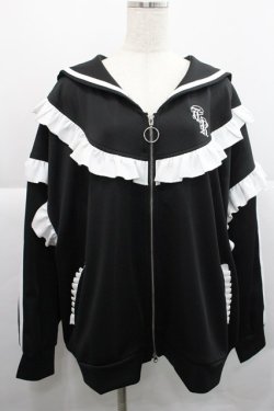 画像1: TRAVAS TOKYO / セーラーカラーフリルトラックジャケット  黒Ｘ白 I-25-12-27-071-PU-JA-SA-ZI