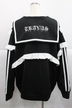 画像2: TRAVAS TOKYO / セーラーカラーフリルトラックジャケット  黒Ｘ白 I-25-12-27-071-PU-JA-SA-ZI