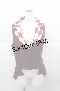 axes femme kawaii / ダイヤ柄ベスト  ワイン I-25-12-27-013-AX-TO-SA-ZI