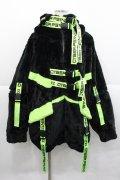 PSYNYXX / サイバーファーブルゾン  黒Ｘ緑 I-25-12-27-074-0-TO-SA-ZI