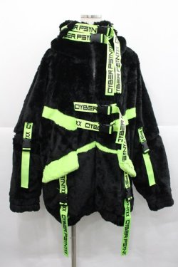 画像1: PSYNYXX / サイバーファーブルゾン  黒Ｘ緑 I-25-12-27-074-0-TO-SA-ZI