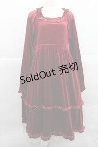 Virally / hsベロア2WAYワンピース L 濃赤 I-25-12-27-079-0-OP-SA-ZI