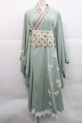 Favorite / 白レースと翡翠の泉和装ワンピース XL グリーンＸ白 I-25-12-27-083-LO-OP-SA-ZI