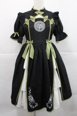 画像1: axes femme kawaii / 牡丹刺繍チャイナワンピース M 黒 I-25-12-27-085-AX-OP-SA-ZI