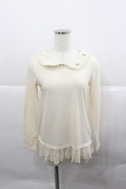 画像1: axes femme / 襟付き裾レースインナープルオーバー  アイボリー I-25-12-27-016-AX-TO-SA-ZI