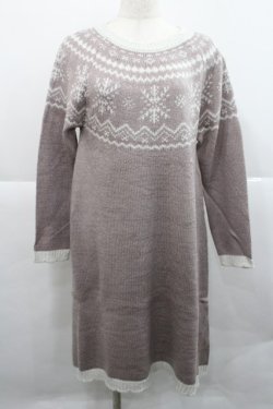画像1: axes femme POETIQUE / 雪柄ニットワンピ M アワピンク I-25-12-27-087-AX-OP-TE-ZI