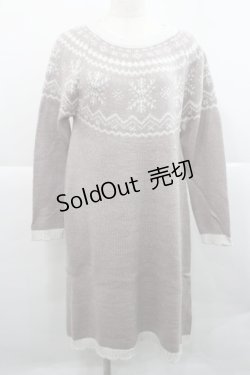 画像1: axes femme POETIQUE / 雪柄ニットワンピ M アワピンク I-25-12-27-087-AX-OP-TE-ZI