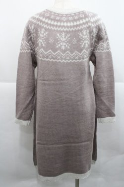 画像2: axes femme POETIQUE / 雪柄ニットワンピ M アワピンク I-25-12-27-087-AX-OP-TE-ZI