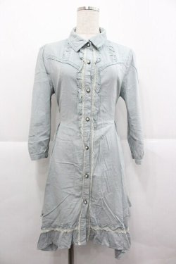 画像1: axes femme / レース使いシャツワンピース M サックス I-25-12-27-089-AX-TO-TE-ZI