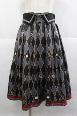画像1: axes femme kawaii / ダイヤ柄襟付きスカート M ブラック I-25-12-27-096-AX-SK-SA-ZI
